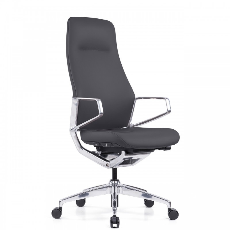 Veneto Executive High Back Chair with Polished Aluminum Frame