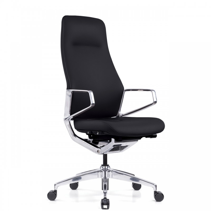Veneto Executive High Back Chair with Polished Aluminum Frame | 2