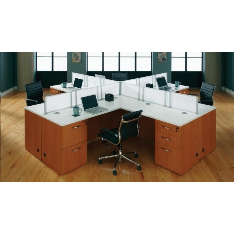 Honey Maple Quad Workstation