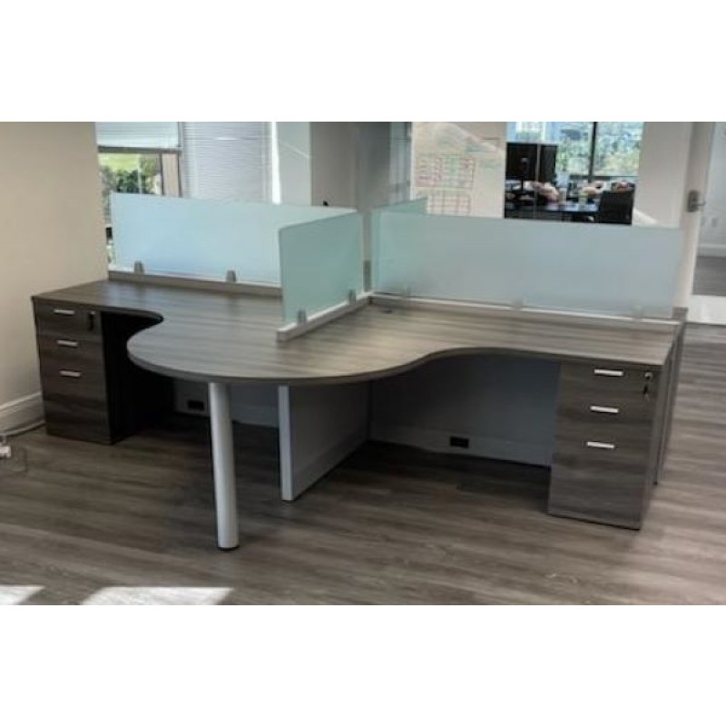 Office Cubicles | NEW 5’ x 5’ Open Cubicle With Collaboration Table - 1