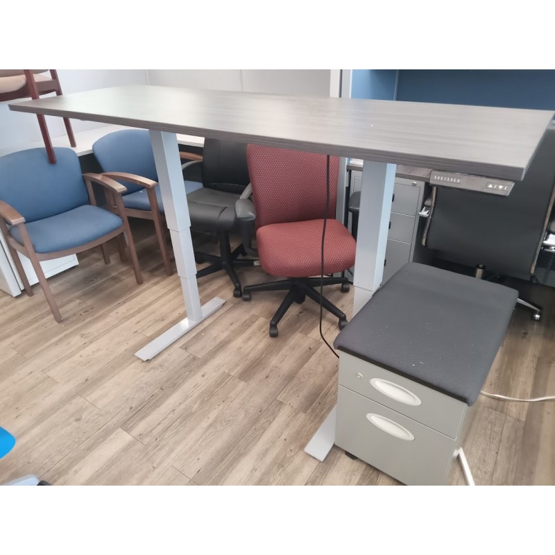 PREOWNED 72" ELECTRIC ADJUSTABLE HEIGHT DESK FRAME + NEW SURFACE