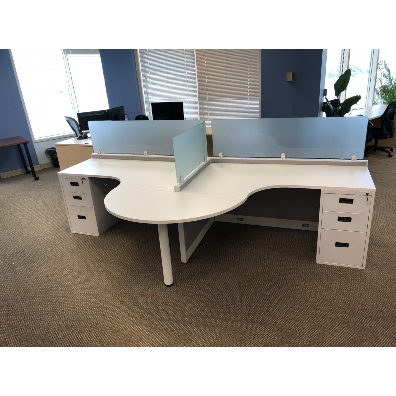 Office Cubicles | NEW 5’ x 5’ Open Cubicle With Collaboration Table