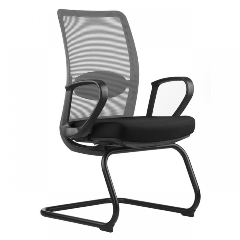 OfficeSource Agile Collection Gray Mesh Guest Chair with Black Cantilever Base