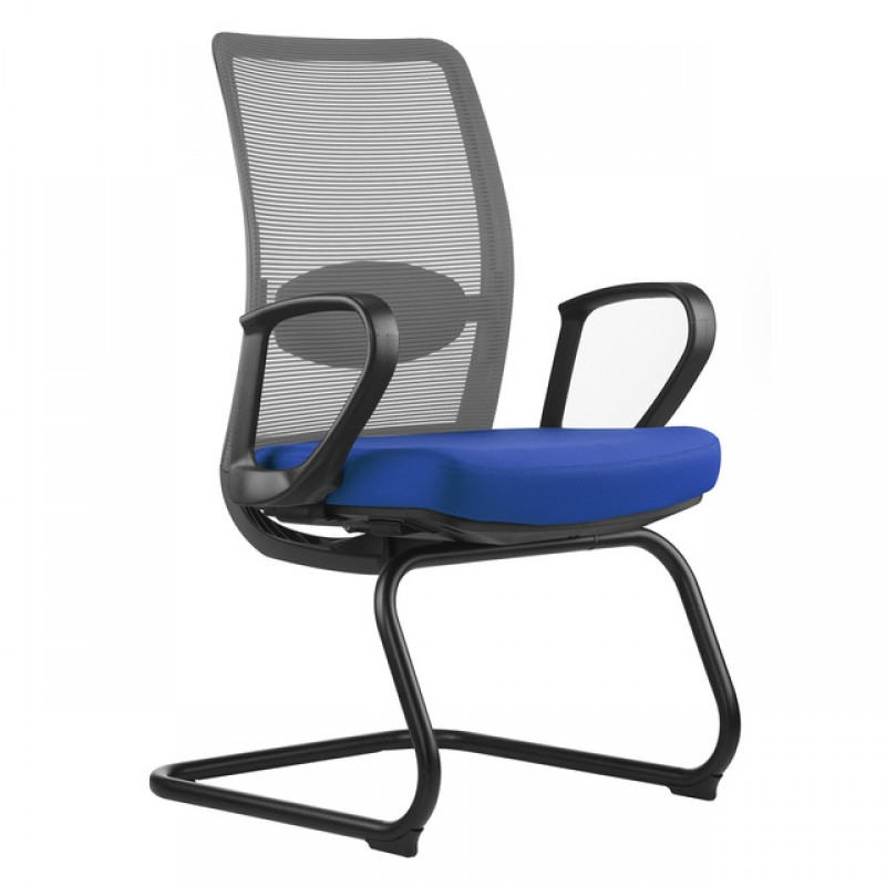 OfficeSource Agile Collection Gray Mesh Guest Chair with Black Cantilever Base | 3