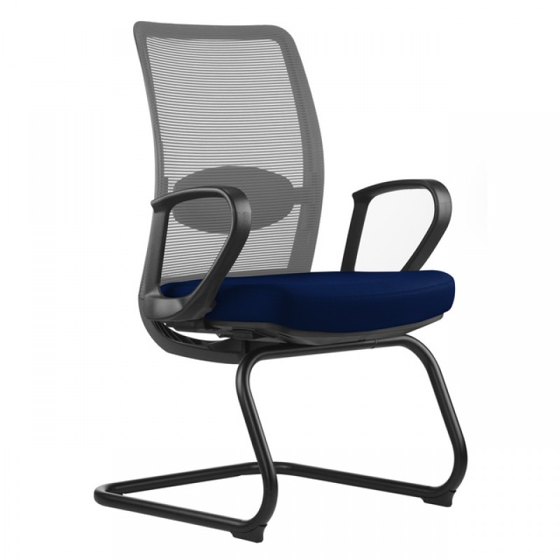 OfficeSource Agile Collection Gray Mesh Guest Chair with Black Cantilever Base | 4
