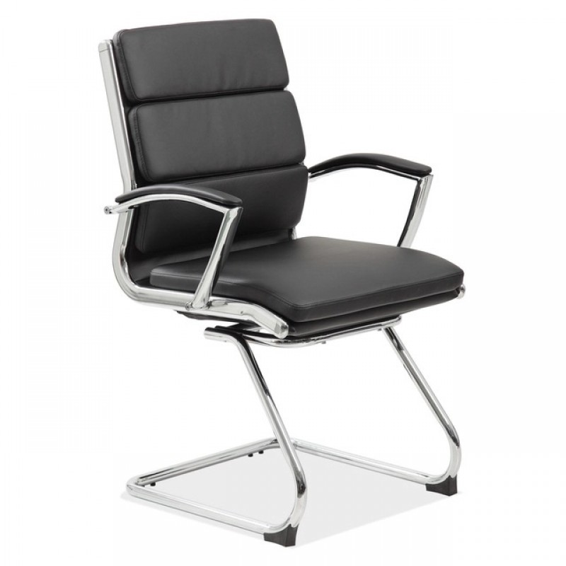 OfficeSource Merak Collection Executive Guest Sled Base with Chrome Frame | 2