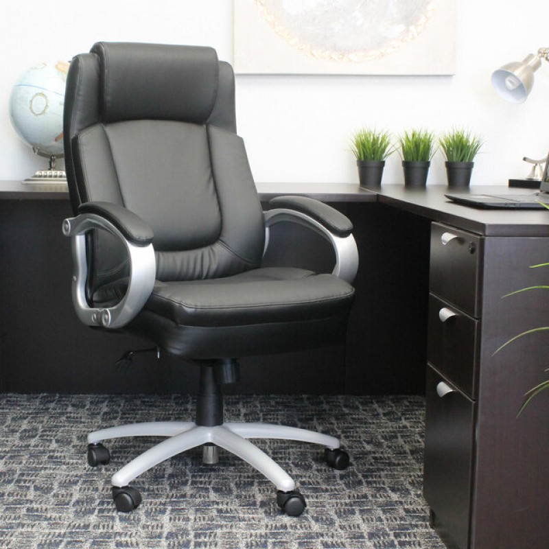 OfficeSource OS Big & Tall Collection Big and Tall Executive with Silver Heavy Duty Metal Base | 2