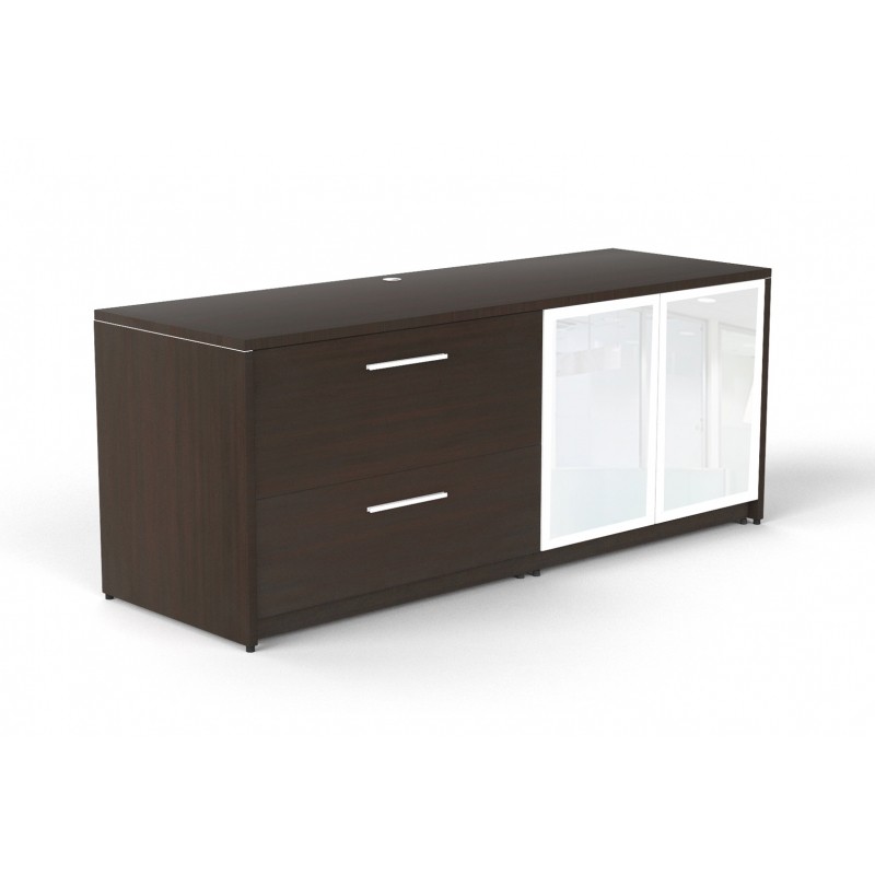 Combo lateral file with partial glass doors | 2