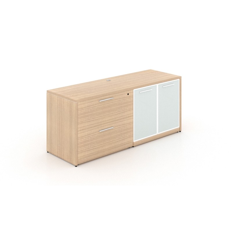 Combo lateral file with partial glass doors