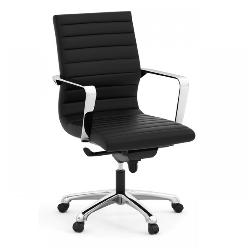 OfficeSource Tre Collection Executive Mid Back Chair with Chrome Frame | 2