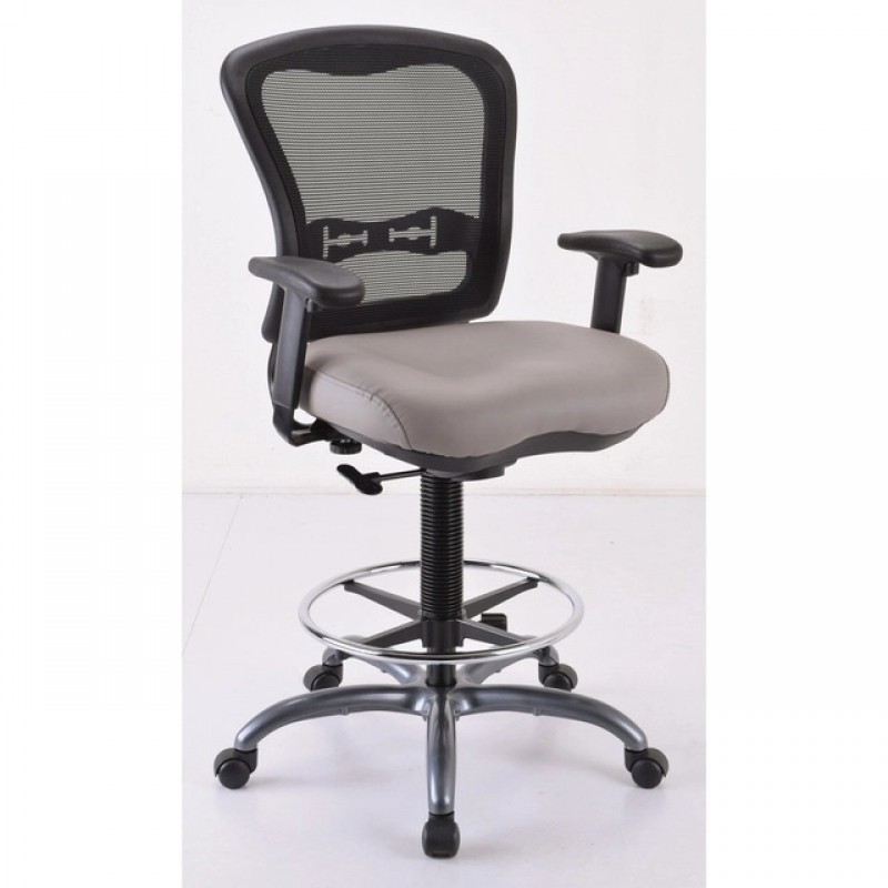  OfficeSource Spice Collection Mesh Back Task Stool with Black Upholstered Seat, Footring and Titanium Steel Base | 2