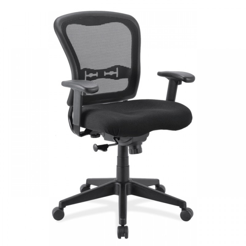 OfficeSource Spice Collection Mid Back Chair, Mesh Back, Black Upholstered Seat with Black Frame