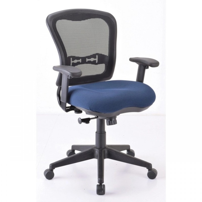 OfficeSource Spice Collection Mid Back Chair, Mesh Back, Black Upholstered Seat with Black Frame | 4
