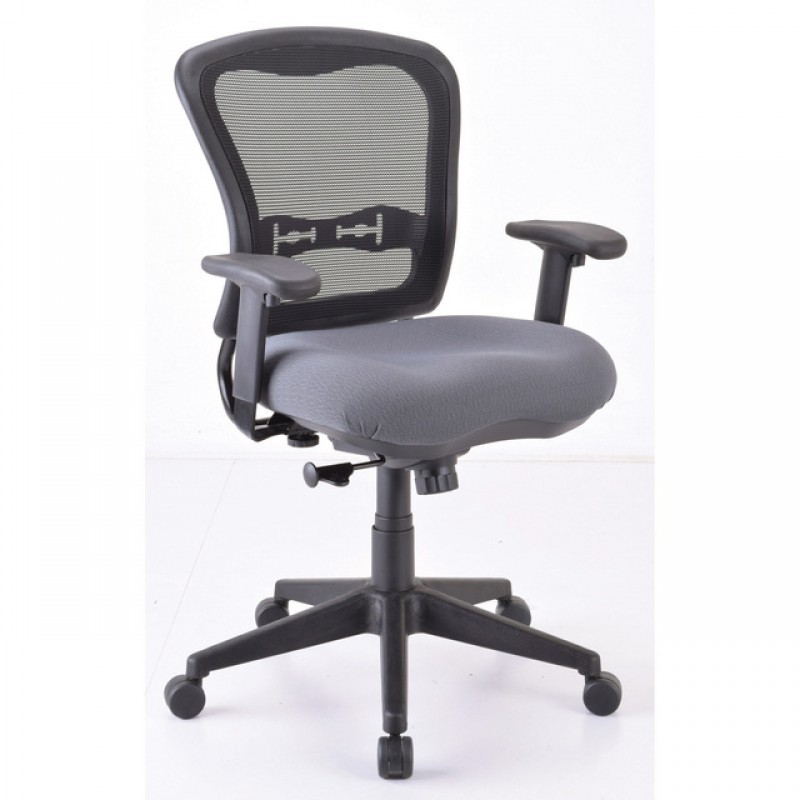 OfficeSource Spice Collection Mid Back Chair, Mesh Back, Black Upholstered Seat with Black Frame | 2