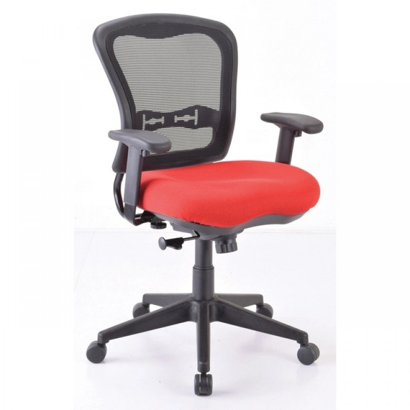 OfficeSource Spice Collection Mid Back Chair, Mesh Back, Black Upholstered Seat with Black Frame | 5