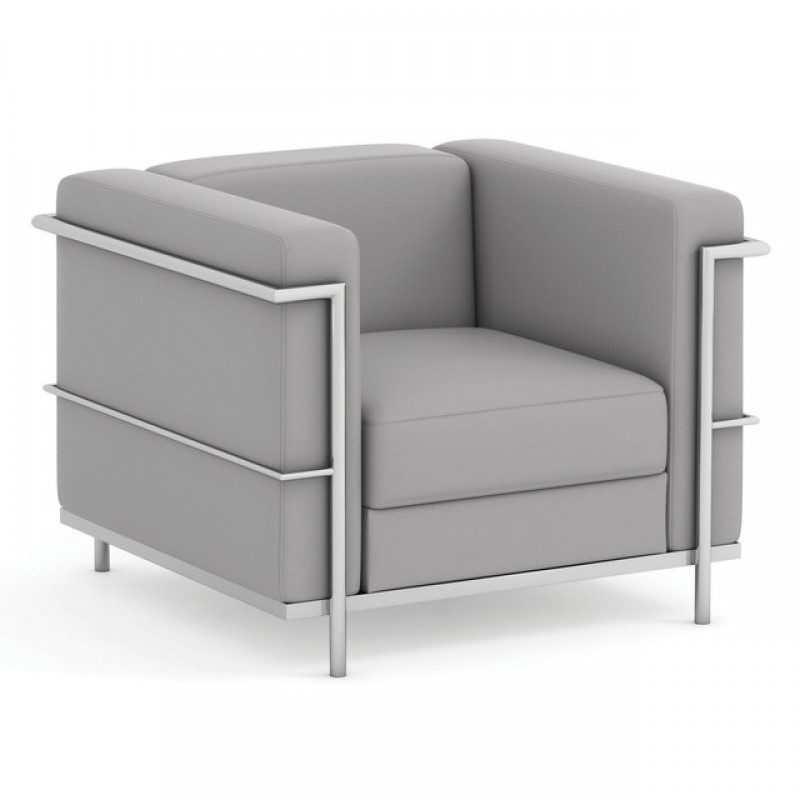 Madison Collection Club Chair with Chrome Exposed Frame - Black or Gray | 2