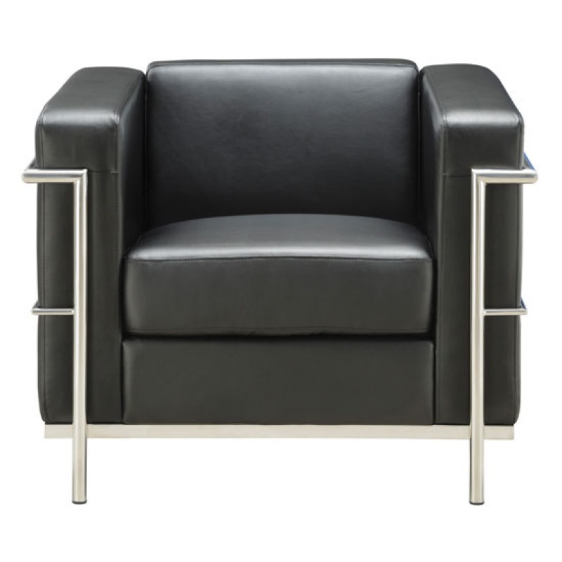 Madison Collection Club Chair with Chrome Exposed Frame - Black or Gray