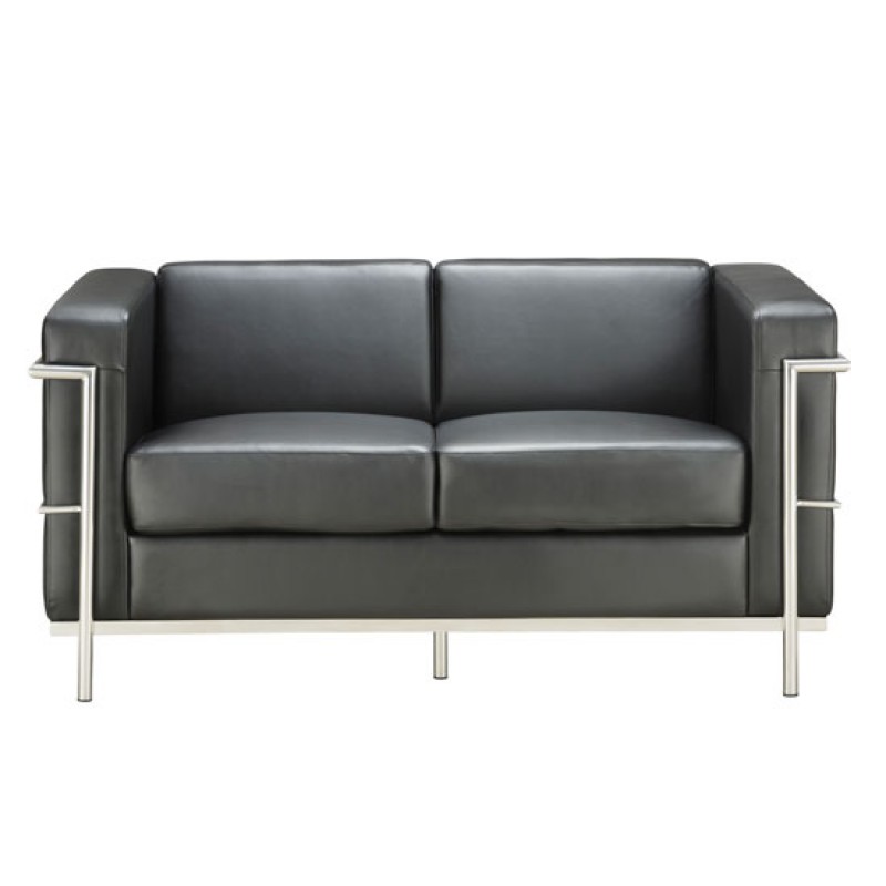 Madison Collection Loveseat with Chrome Exposed Frame - Black or Gray 