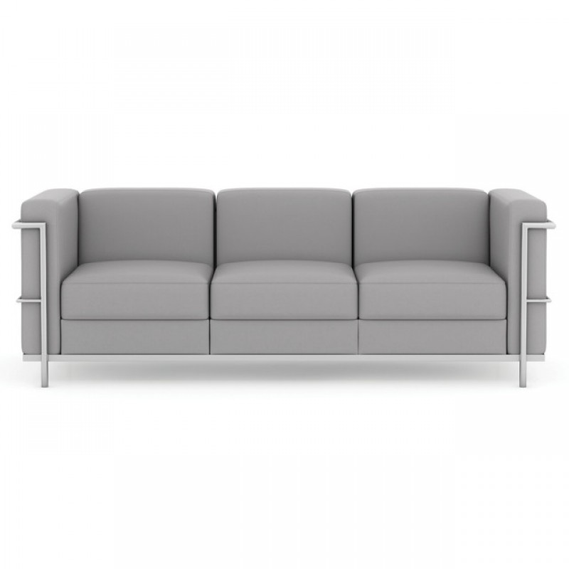 Madison Collection Sofa with Chrome Exposed Frame - Black or Gray| 2