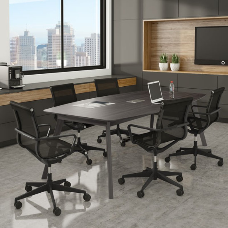 94” Boat Shape Conference Table with Grommet Sienna Collection