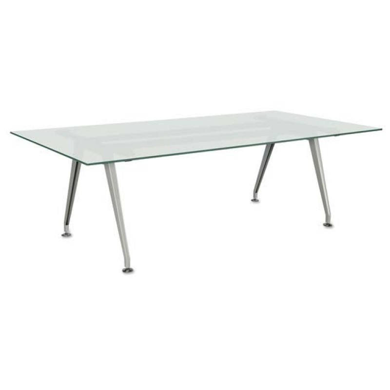 6′ Rectangular Table with 0.5” Thick Frosted Tempered Glass Top