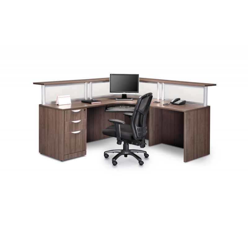 L Shaped Reception Desk w/ Transaction Counter Suite PLB302