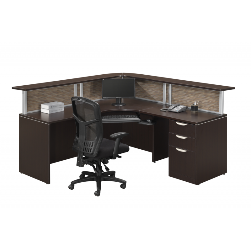 L Shaped Reception Desk w/ Transcation Counter- Suite PLB303
