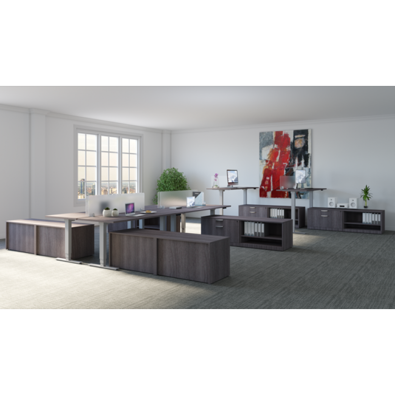 Adjustable Desk Open Floor Plan Workstation with Storage Suite PLT214