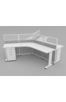 NEW Tripod Cubicle with Electric Adjustable Height Desk - 54" Tall Quarter Glass Panels | 3