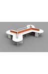 NEW Tripod Cubicle with Electric Adjustable Height Desk - 54" Tall Quarter Glass Panels | 4