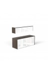Wall Mounted Hutch and Double credenza with Glass Doors Combo | 2
