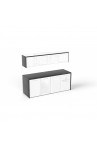 Wall Mounted Hutch and Double credenza with Glass Doors Combo | 3