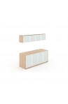 Wall Mounted Hutch and Double credenza with Glass Doors Combo | 5