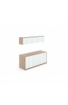Wall Mounted Hutch and Double credenza with Glass Doors Combo | 4