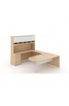 U-Shaped bullet end desk with glass package | 2