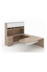U-Shaped bullet end desk with glass package | 3