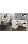White L Shape Reception Desk with Mobile Files Suite PL127