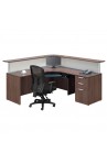 L Shaped reception Desk W/ Transaction Counter Suite PLB305