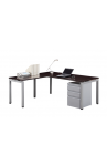 L Shape U leg Desk with Metal Mobile Pedestal  Suite PLT206