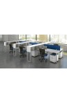 NEW L Shaped Benching Station with Overhead Hutch + Mobile Pedestal | 2