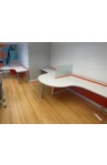 NEW 5’ x 5’ Orange Open Cubicle With 16” Stack On Safety Glass with Full 3 Drawer Pedestal | 4