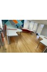 NEW 5’ x 5’ Orange Open Cubicle With 16” Stack On Safety Glass with Full 3 Drawer Pedestal | 6