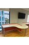 NEW 5’ x 5’ Orange Open Cubicle With 16” Stack On Safety Glass with Full 3 Drawer Pedestal | 3